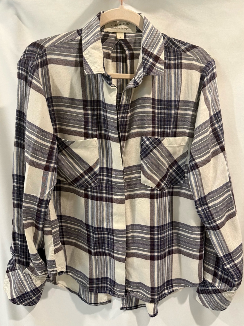 Cloth & Stone Plaid Long Sleeve Button Down Shirt Size Small